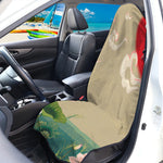 Japanese Cranes At Sunset Print Waterproof Car Seat Cover