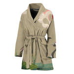 Japanese Cranes At Sunset Print Women's Bathrobe