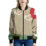 Japanese Cranes At Sunset Print Women's Bomber Jacket
