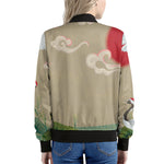 Japanese Cranes At Sunset Print Women's Bomber Jacket