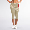 Japanese Cranes At Sunset Print Women's Capri Leggings