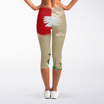 Japanese Cranes At Sunset Print Women's Capri Leggings
