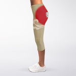 Japanese Cranes At Sunset Print Women's Capri Leggings