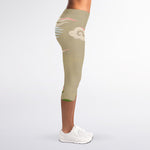 Japanese Cranes At Sunset Print Women's Capri Leggings