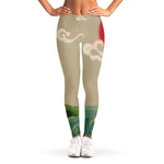 Japanese Cranes At Sunset Print Women's Leggings