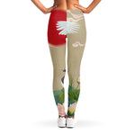 Japanese Cranes At Sunset Print Women's Leggings