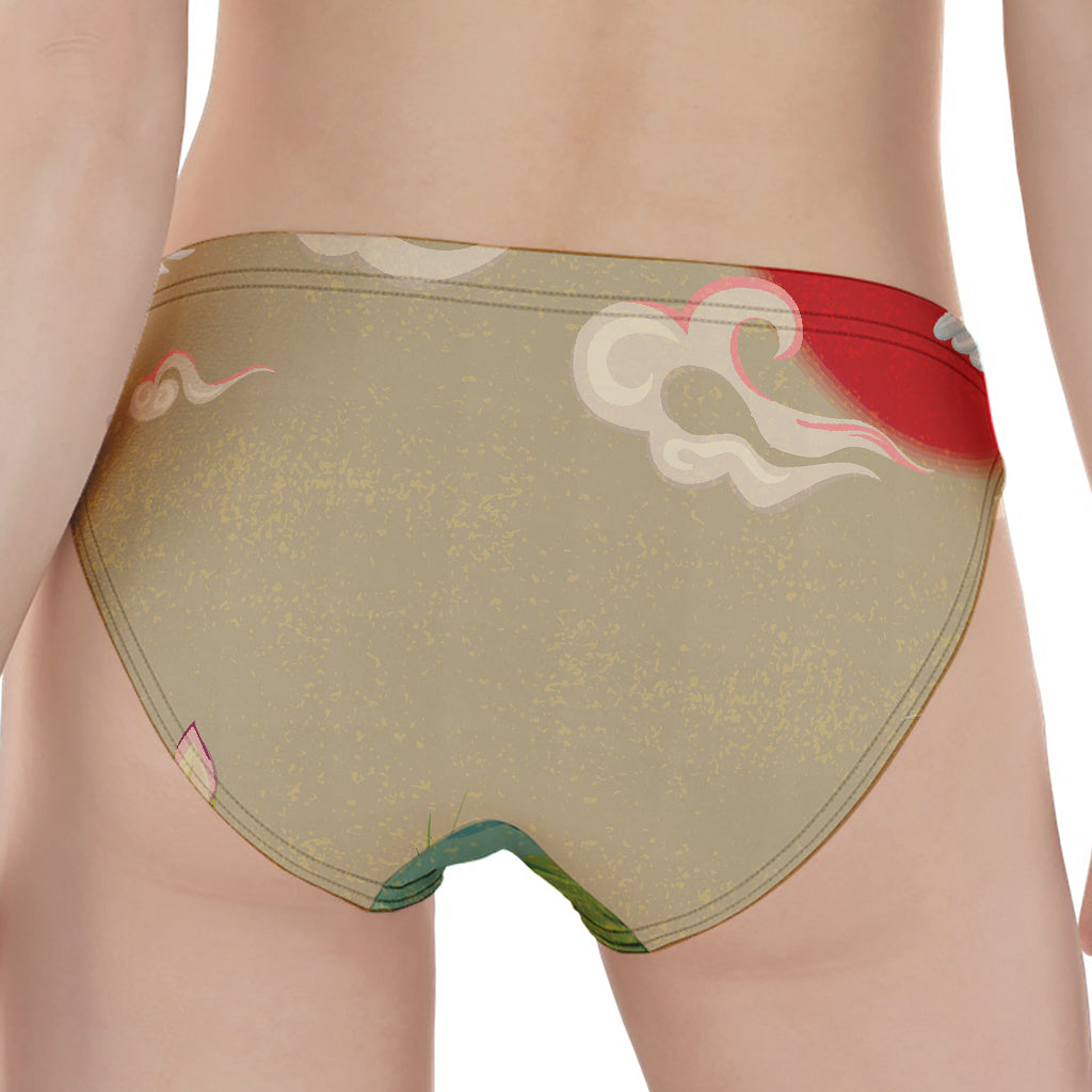 Japanese Cranes At Sunset Print Women's Panties