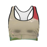 Japanese Cranes At Sunset Print Women's Sports Bra