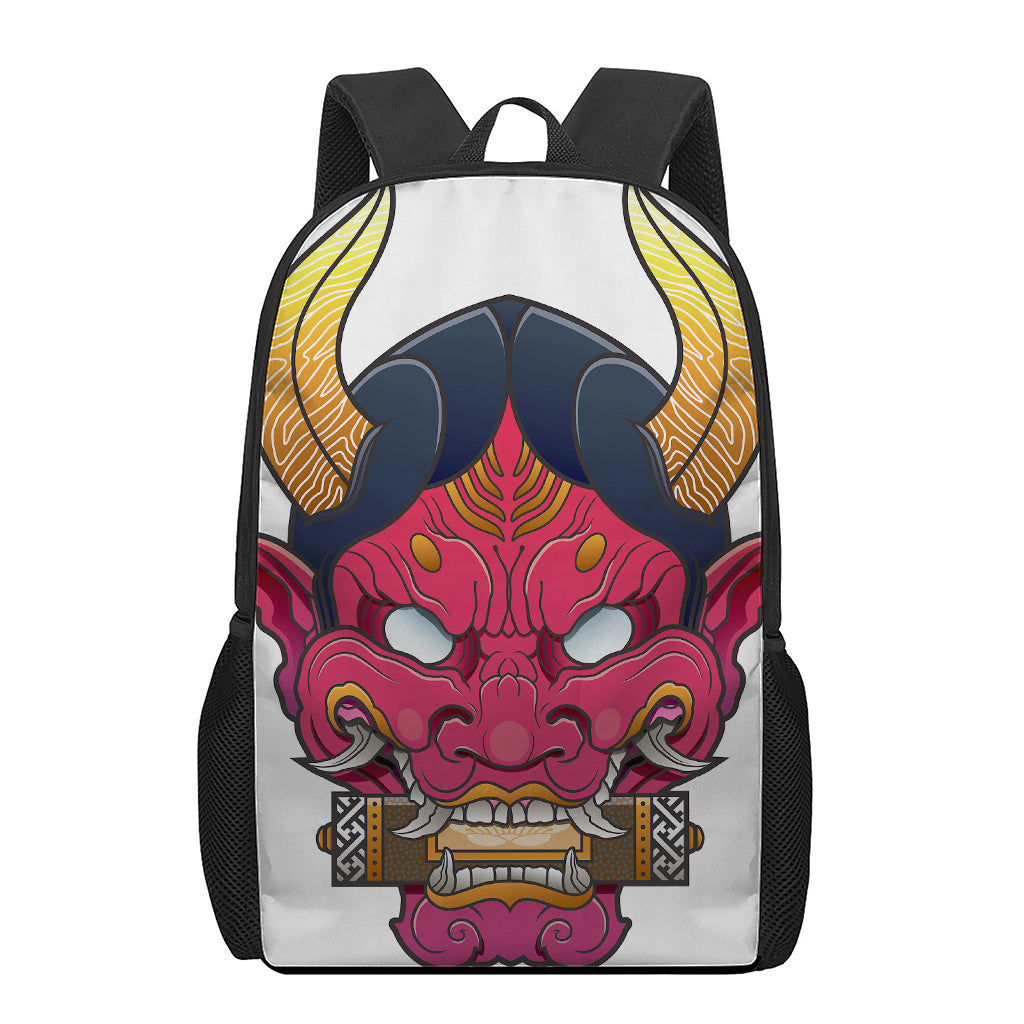 Japanese Demon Mask Print 17 Inch Backpack