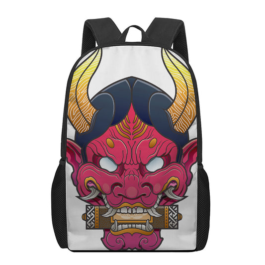 Japanese Demon Mask Print 17 Inch Backpack