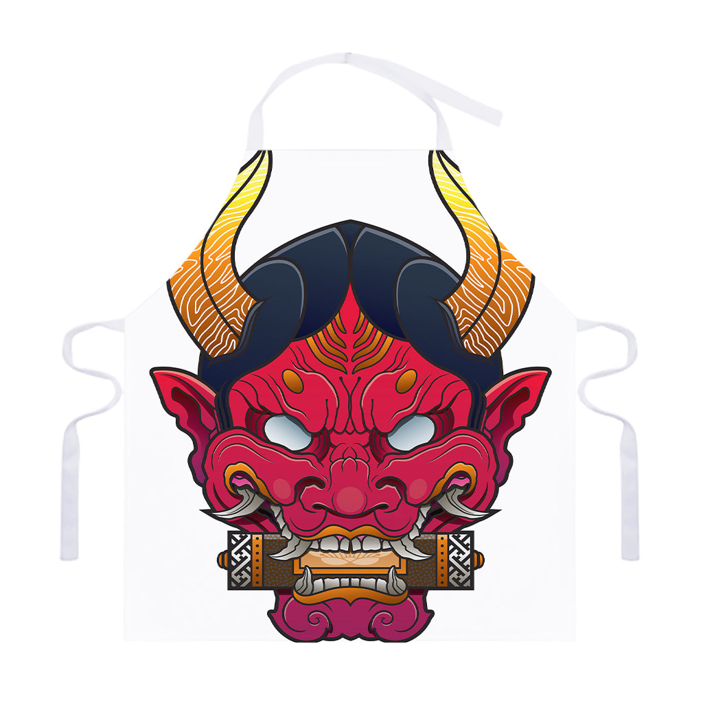 Japanese Demon Mask Print Adjustable Apron