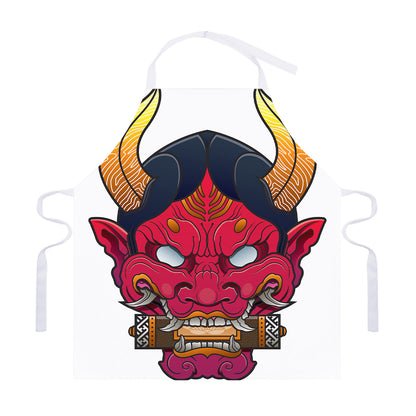 Japanese Demon Mask Print Adjustable Apron