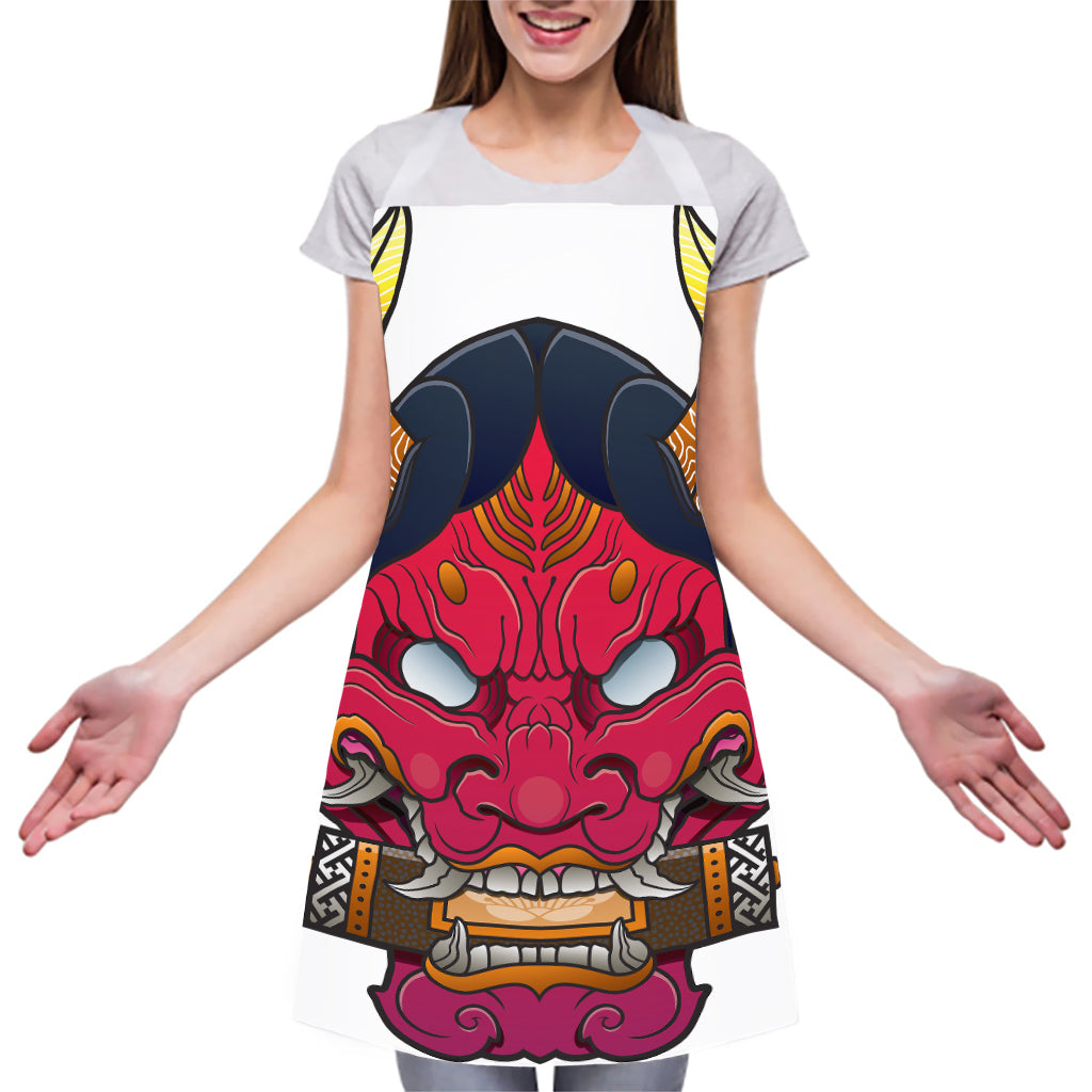 Japanese Demon Mask Print Adjustable Apron