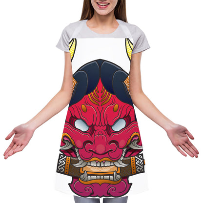 Japanese Demon Mask Print Adjustable Apron