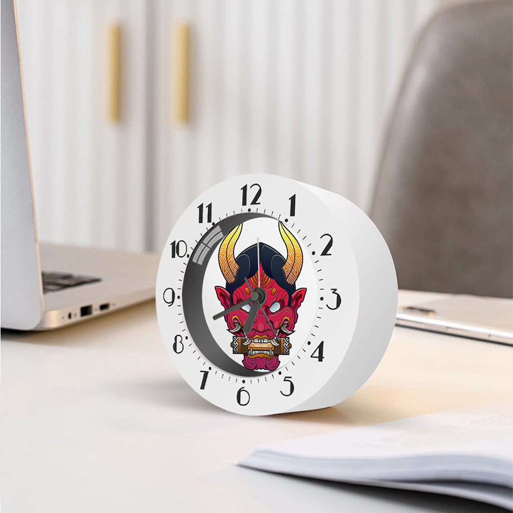 Japanese Demon Mask Print Alarm Clock
