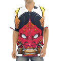 Japanese Demon Mask Print Aloha Shirt