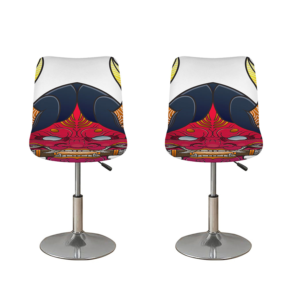 Japanese Demon Mask Print Bar Stool Covers