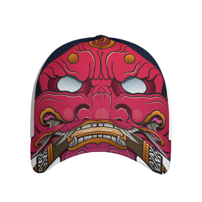 Japanese Demon Mask Print Baseball Cap
