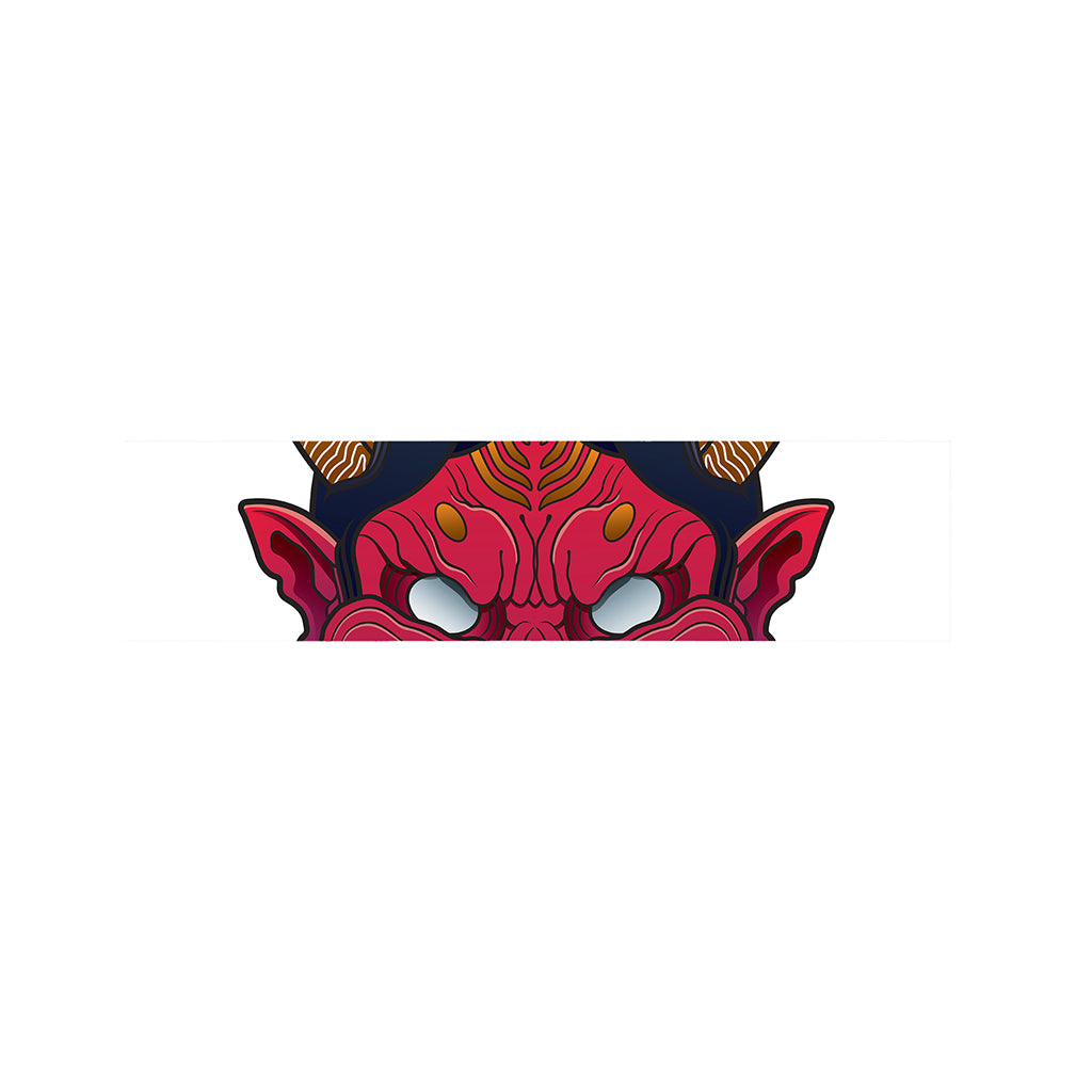 Japanese Demon Mask Print Bed Runner