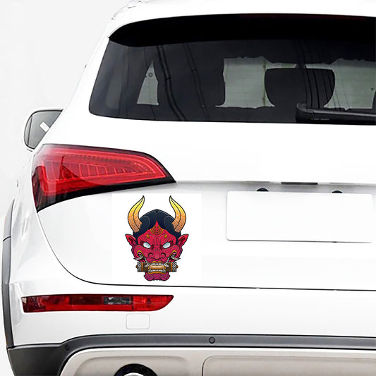 Japanese Demon Mask Print Car Sticker