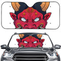 Japanese Demon Mask Print Car Windshield Sun Shade