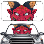 Japanese Demon Mask Print Car Windshield Sun Shade