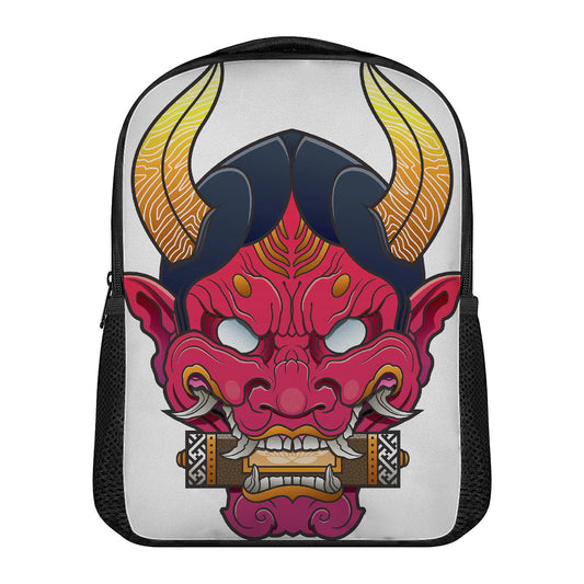 Japanese Demon Mask Print Casual Backpack