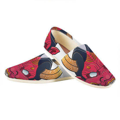 Japanese Demon Mask Print Casual Shoes