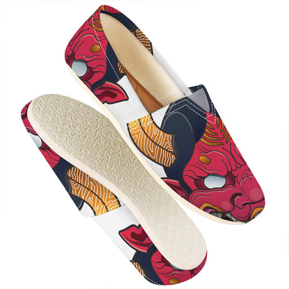 Japanese Demon Mask Print Casual Shoes