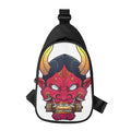 Japanese Demon Mask Print Sling Bag