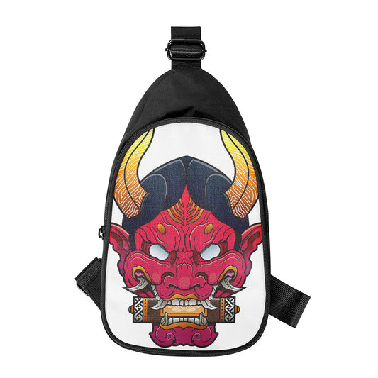Japanese Demon Mask Print Chest Bag