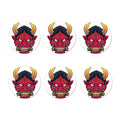 Japanese Demon Mask Print Coaster Set