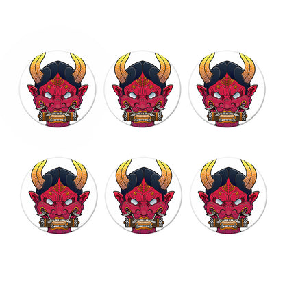 Japanese Demon Mask Print Coaster Set
