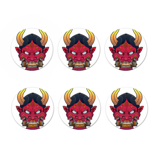 Japanese Demon Mask Print Coaster Set