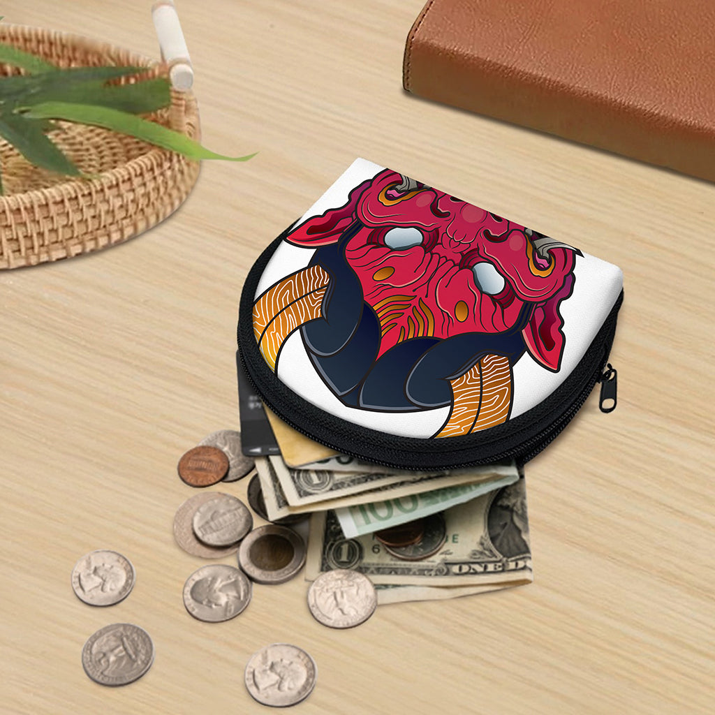 Japanese Demon Mask Print Coin Purse