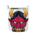 Japanese Demon Mask Print Collapsible Laundry Basket