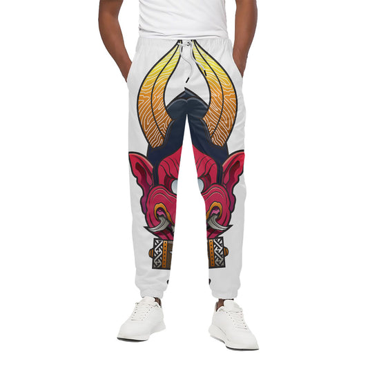 Japanese Demon Mask Print Cotton Pants