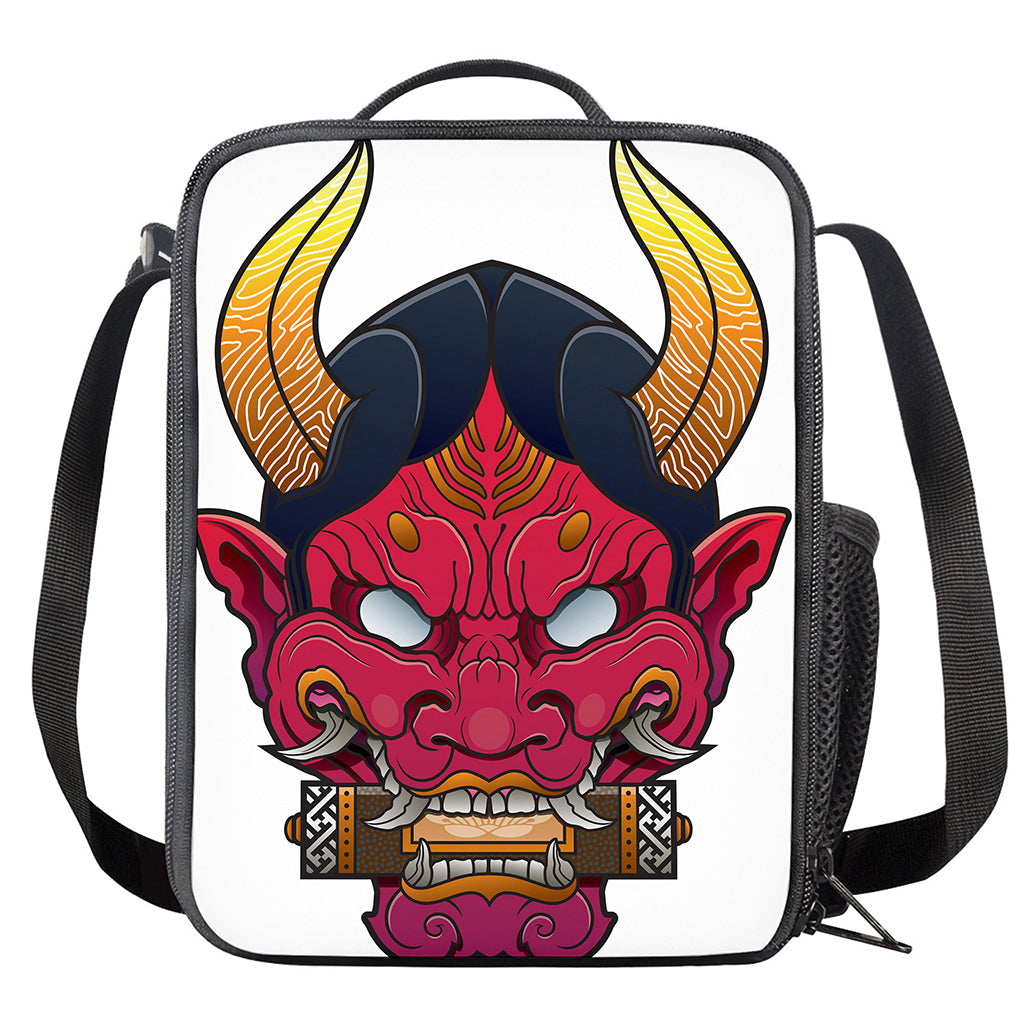 Japanese Demon Mask Print Crossbody Lunch Bag