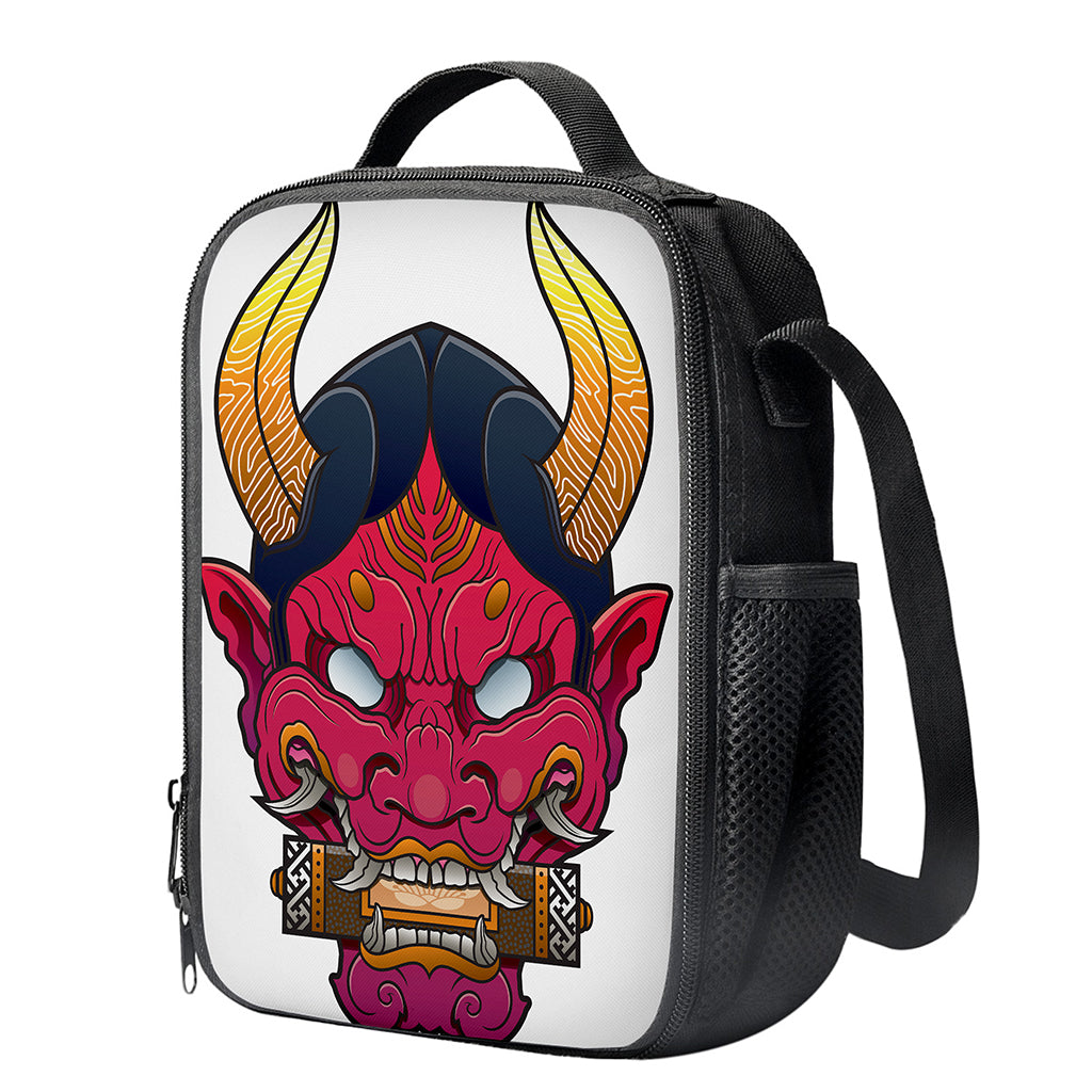 Japanese Demon Mask Print Crossbody Lunch Bag