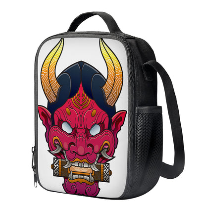 Japanese Demon Mask Print Crossbody Lunch Bag