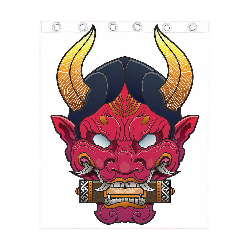Japanese Demon Mask Print Curtain