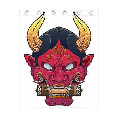 Japanese Demon Mask Print Curtain