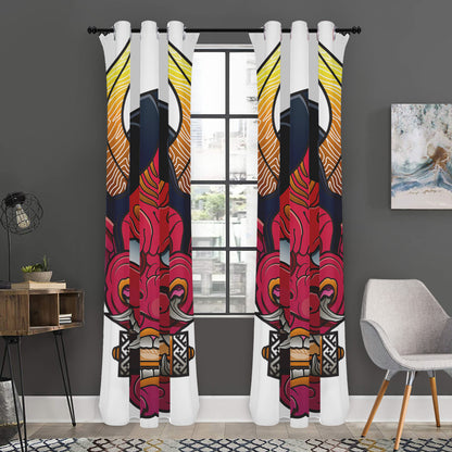 Japanese Demon Mask Print Curtain
