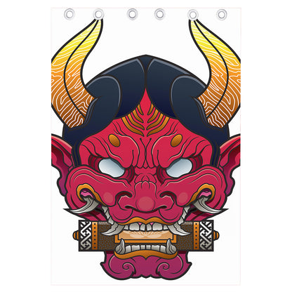 Japanese Demon Mask Print Curtain