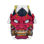 Japanese Demon Mask Print Dog Zip Up Hoodie