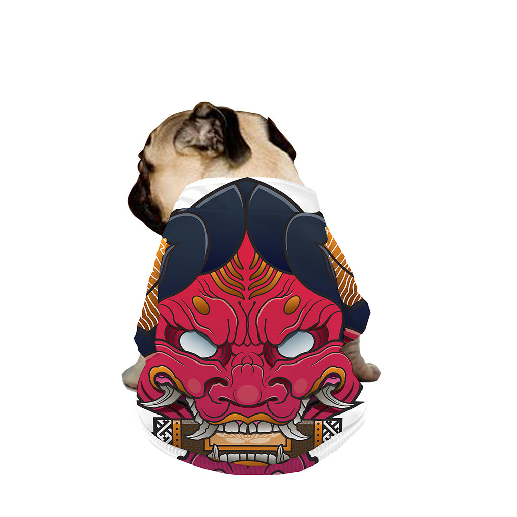 Japanese Demon Mask Print Dog Zip Up Jacket