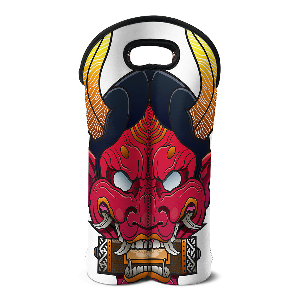 Japanese Demon Mask Print Double Neoprene Wine Tote