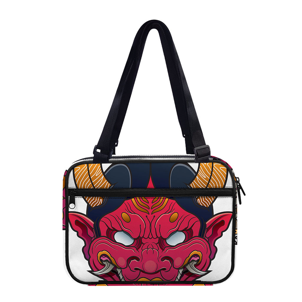 Japanese Demon Mask Print Double Strap Bible Bag