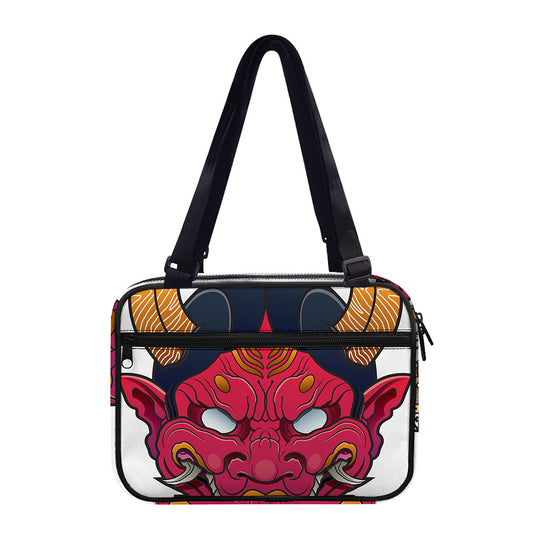 Japanese Demon Mask Print Double Strap Bible Bag