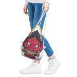 Japanese Demon Mask Print Drawstring Bag